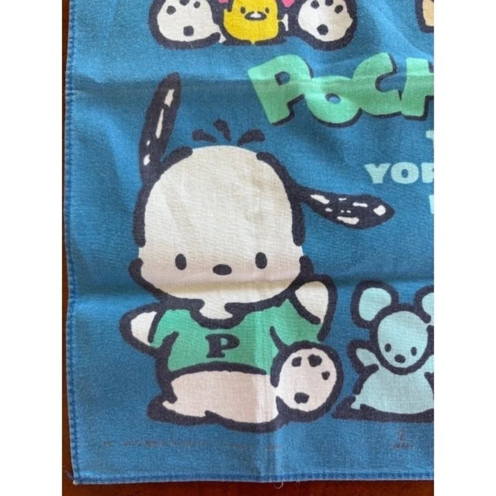 Vintage Sanrio Pochacco The Yorimichi Dog Blue Handkerchief Cotton‎ 11.5